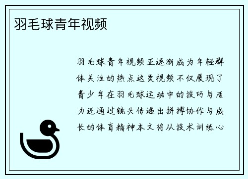 羽毛球青年视频